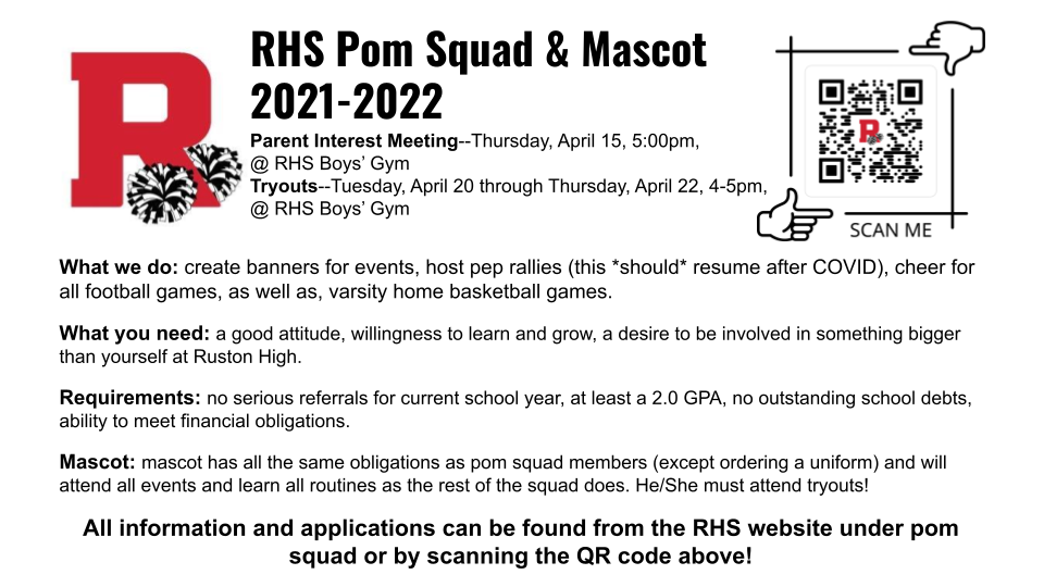 2021-22 Pom Squad and Mascot Application