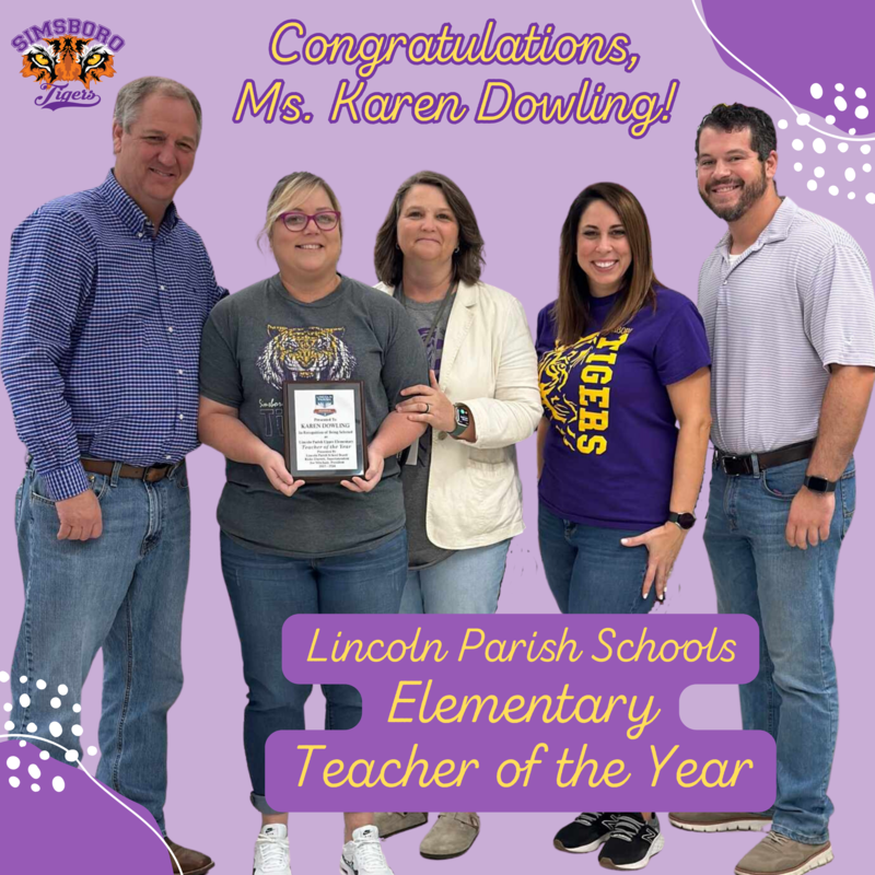 Lincoln Parish Schools Elementary Teacher of the Year Simsboro School